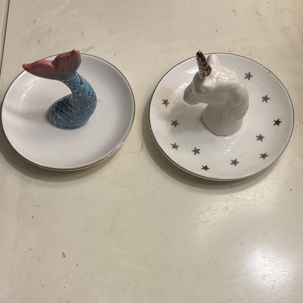 Mermaid and Unicorn Jewelry Dish Set